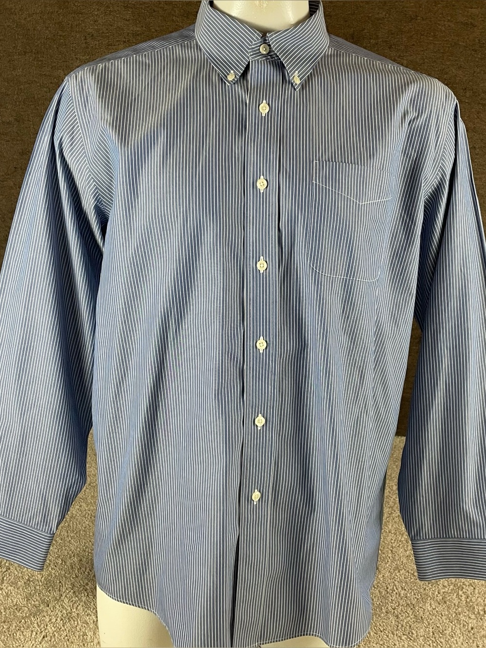 LL Bean Shirt Mens XL Blue Traditional Fit Long Sleeve Button Down Cotton 48